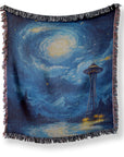 Moonlit Lighthouse Woven Blanket