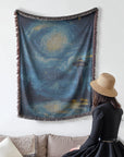 Moonlit Lighthouse Woven Blanket