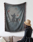 Cozy Woven Blanket - Two Cats in the Dark - Mood Altitude
