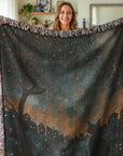 Moonlit Paws Woven Blanket