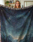 Gradient Blue Night Woven Blanket