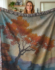 Orange Tree Woven Blanket