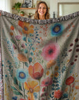 Floral Harmony Woven Blanket