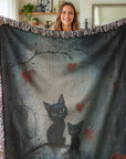 Cozy Woven Blanket - Two Cats in the Dark - Mood Altitude