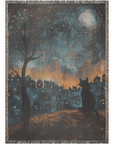 Moonlit Paws Woven Blanket