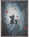 Cozy Woven Blanket - Two Cats in the Dark | Mood Altitud - Mood Altitude