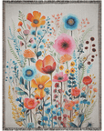 Floral Harmony Woven Blanket