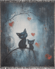 Cozy Woven Blanket - Two Cats in the Dark | Mood Altitud - Mood Altitude