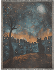 Moonlit Paws Woven Blanket