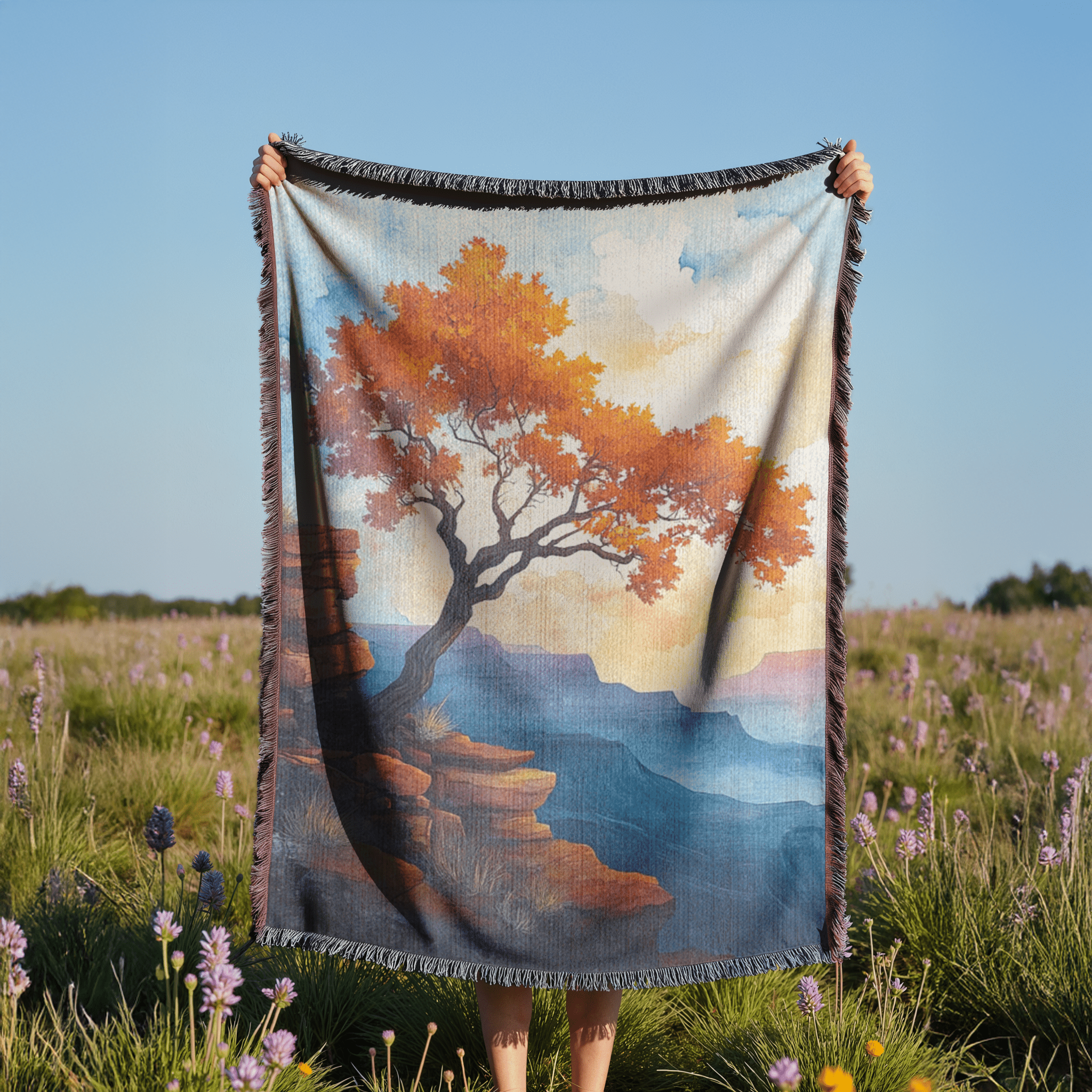 Orange Tree Woven Blanket Orange Tree Woven Blanket Orange Tree