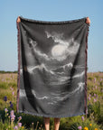 Moonlit Waves Woven Blanket