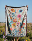 Floral Harmony Woven Blanket