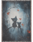 Cozy Woven Blanket - Two Cats in the Dark | Mood Altitud - Mood Altitude