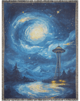 Moonlit Lighthouse Woven Blanket