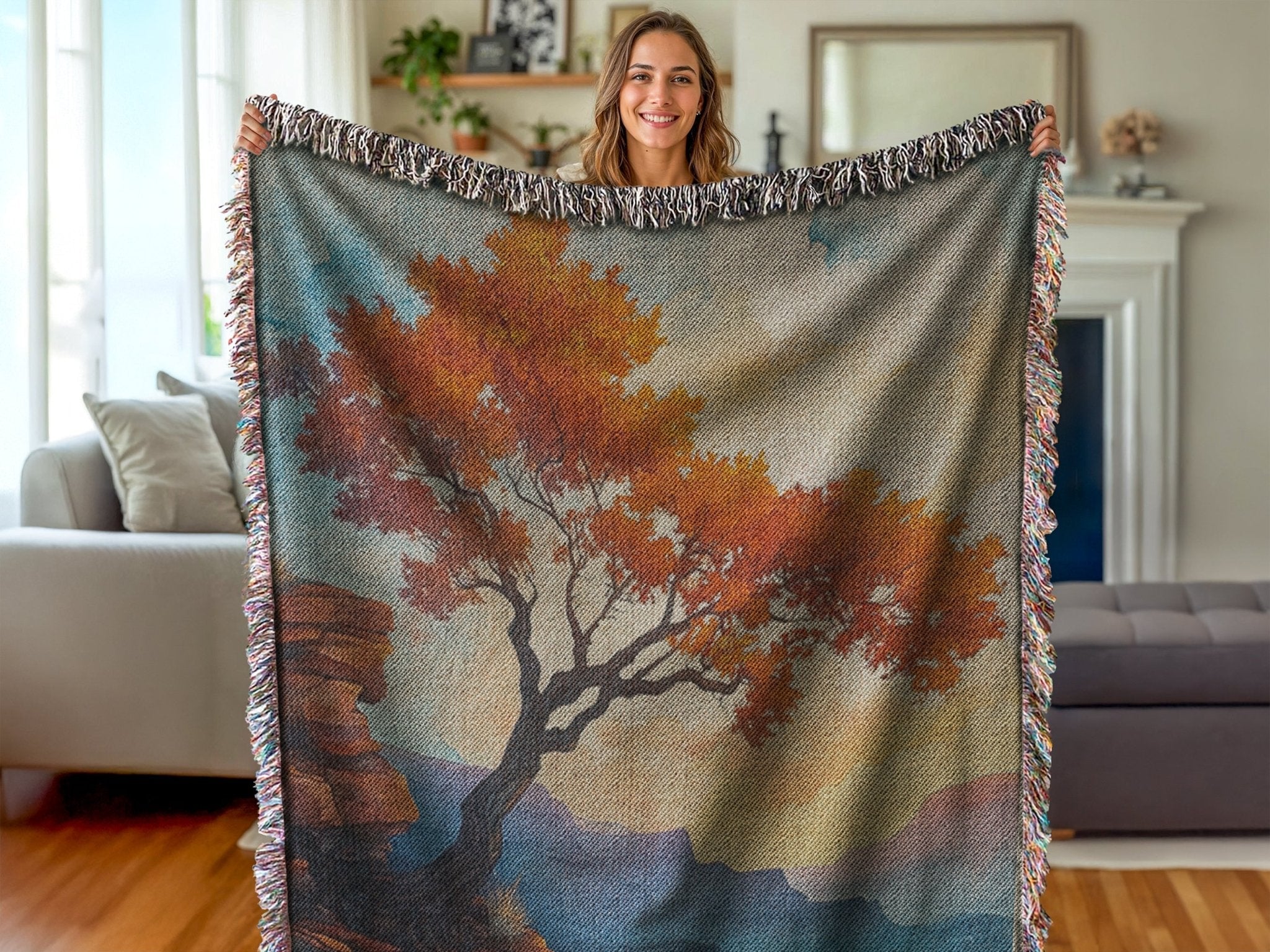 Orange Tree Woven Blanket Orange Tree Woven Blanket Orange Tree